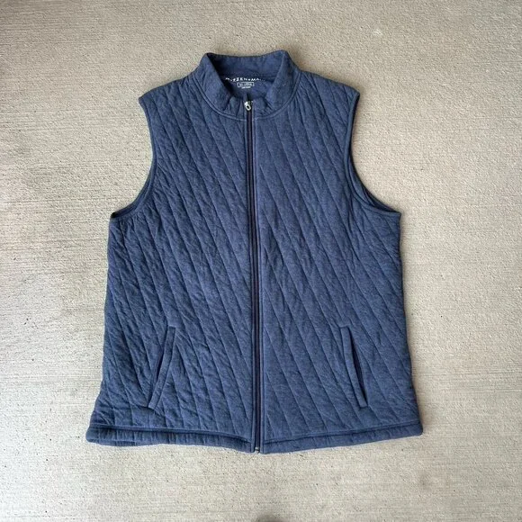 Mizzen + Main Men’s Navy Quilted Full Zip Vest Gilet & Plaid Button Down XXL